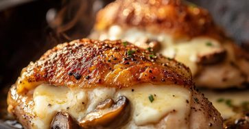 Cheesy Garlic Butter Mushroom Stuffed Chicken