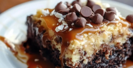 Caramel German Chocolate Poke Cake